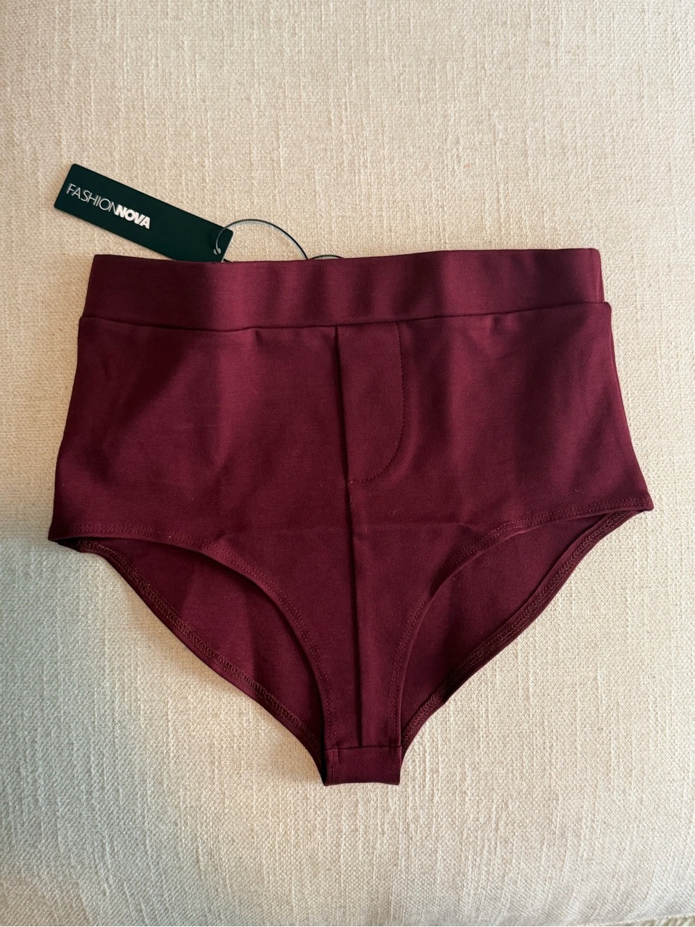Fashion Nova High Waist Shorts - Burgundy